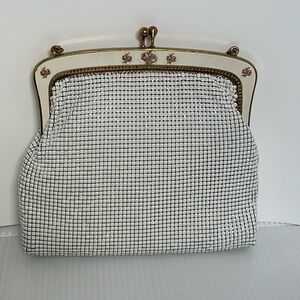 Elegant White Mesh Clutch